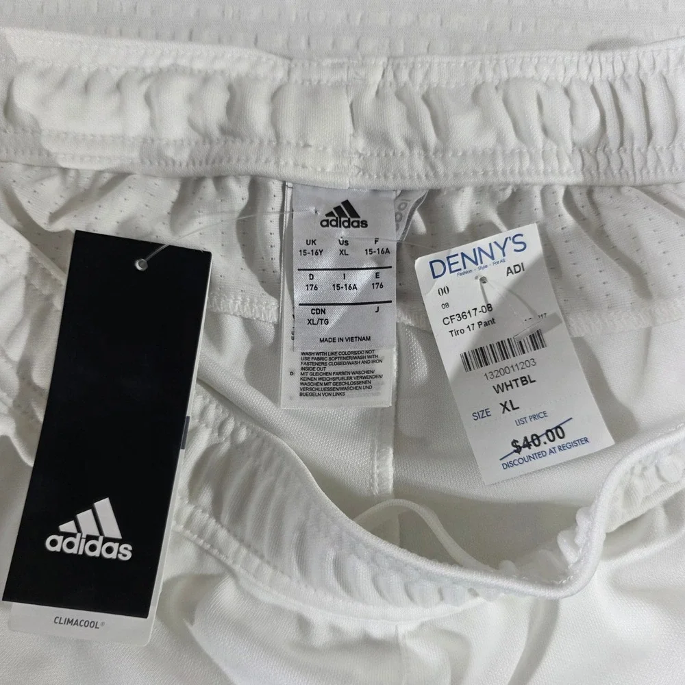 Adidas Climacool Youth XL Training Pants White Black Stripes NWT
